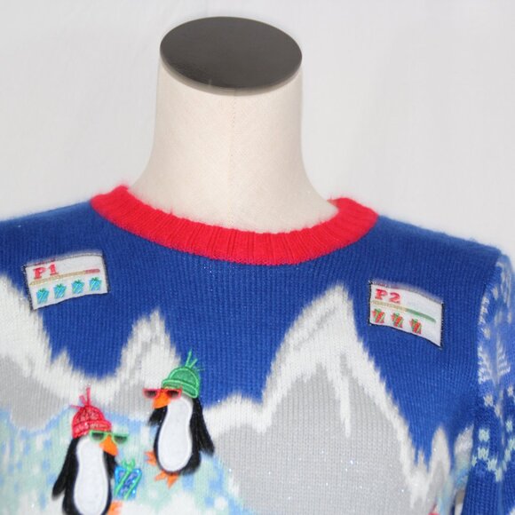 Ugly Christmas Youth Sweater Holiday Time Penguin Winter Theme Video Games 10/12 - Picture 5 of 9